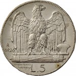 1299R 5 lire 1926 Aquila romana 1° tipo Roma Argento Prova