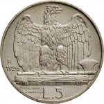 2601R 5 lire 1926 Aquila romana 1° tipo Roma Argento Prova