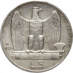 2605R 5 lire 1926 Aquila romana 3° tipo Roma Argento Prova