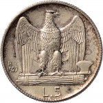 2608R 5 lire 1927 Aquila romana 4° tipo Roma Argento Prova