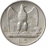 1382R 5 lire 1928 Aquila romana Roma Argento