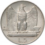 1383R 5 lire 1928 Aquila romana Roma Argento