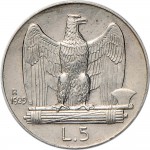 1384R 5 lire 1929 Aquila romana Roma Argento