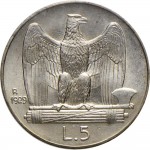 1385R 5 lire 1929 Aquila romana Roma Argento
