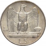 1386R 5 lire 1930 Aquila romana Roma Argento