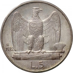 1389R 5 lire 1932 Aquila romana Roma Argento