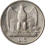 1390R 5 lire 1933 Aquila romana Roma Argento