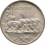1448R 50 centesimi 1919 Giustizia su quadriga di leoni Roma Nichelio