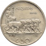 2625R 50 centesimi 1919 Giustizia su quadriga di leoni 1° tipo Roma Nichelio Prova