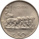 1450R 50 centesimi 1920 Giustizia su quadriga di leoni Roma Nichelio