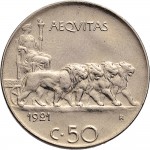 1452R 50 centesimi 1921 Giustizia su quadriga di leoni Roma Nichelio