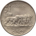1456R 50 centesimi 1925 Giustizia su quadriga di leoni Roma Nichelio
