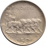 1457R 50 centesimi 1925 Giustizia su quadriga di leoni Roma Nichelio