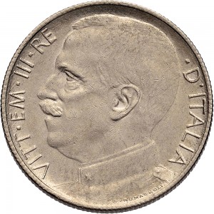 1457D 50 centesimi 1925 Giustizia su quadriga di leoni Roma Nichelio