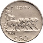 1458R 50 centesimi 1926 Giustizia su quadriga di leoni Roma Nichelio