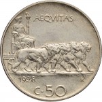 1462R 50 centesimi 1928 Giustizia su quadriga di leoni Roma Nichelio