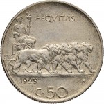 1464R 50 centesimi 1929 Giustizia su quadriga di leoni Roma Nichelio