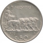 1465R 50 centesimi 1930 Giustizia su quadriga di leoni Roma Nichelio