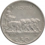 1468R 50 centesimi 1933 Giustizia su quadriga di leoni Roma Nichelio