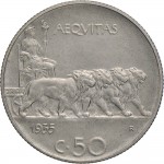 1470R 50 centesimi 1935 Giustizia su quadriga di leoni Roma Nichelio