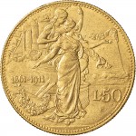 1329R 50 lire 1911 Italia con Roma genitrice 2° tipo Roma Oro