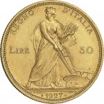 1328R 50 lire 1927 Italia aratrice 1° tipo Roma Oro