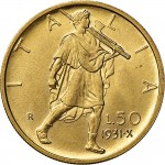 1332R 50 lire 1931 X Littore 3° tipo Roma Oro