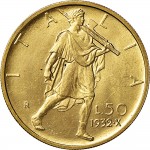 1333R 50 lire 1932 X Littore 3° tipo Roma Oro