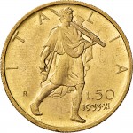 1334R 50 lire 1933 XI Littore 3° tipo Roma Oro