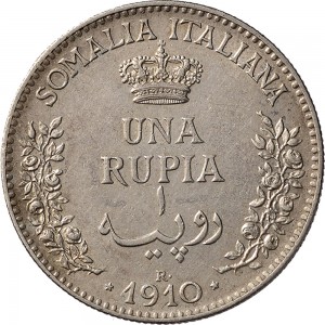 1701R 1 rupia 1910 Valore Roma Argento