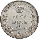 1709R Mezza rupia 1910 Valore Roma Argento
