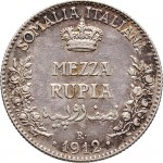 1710R Mezza rupia 1912 Valore Roma Argento
