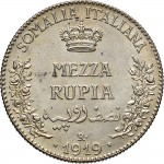 1713R Mezza rupia 1919 Valore Roma Argento