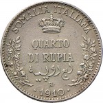 1714R Quarto di rupia 1910 Valore Roma Argento