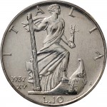 1593R 10 lire 1937 XV Italia marinara Roma Argento