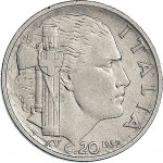 1645R 20 centesimi 1937 XV Italia fascista 1° tipo Roma Nichelio