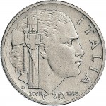 1646R 20 centesimi 1938 XVII Italia fascista 1° tipo Roma Nichelio