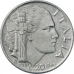 1653R 20 centesimi 1940 XVIII Italia fascista 2° tipo Roma Acmonital