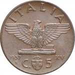 1667R 5 centesimi 1937 XV Aquila romana 1° tipo Roma Rame