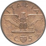 1668R 5 centesimi 1938 XVI Aquila romana 1° tipo Roma Rame