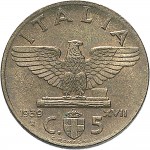 1670R 5 centesimi 1939 XVII Aquila romana 2° tipo Roma Rame
