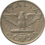 1672R 5 centesimi 1941 XIX Aquila romana 2° tipo Roma Bronzital