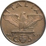 1674R 5 centesimi 1943 XXI Aquila romana 2° tipo Roma Bronzital