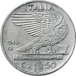 1642R 50 centesimi 1942 XX Aquila romana 2° tipo Roma Acmonital