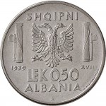 1744R 0,50 lek 1939 XVIII Aquila bicipite Roma Acmonital