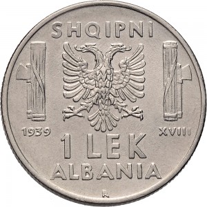 1741R 1 lek 1939 XVIII Aquila bicipite Roma Acmonital