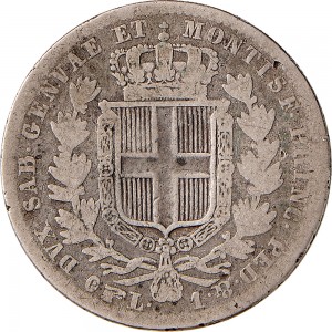 992R Lira 1835 Scudo sannitico Torino Argento