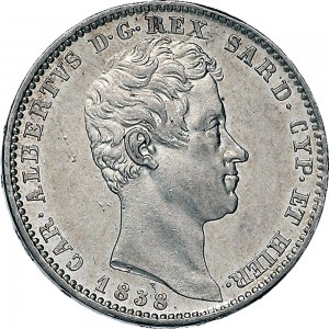 994D Lira 1838 Scudo sannitico Genova Argento