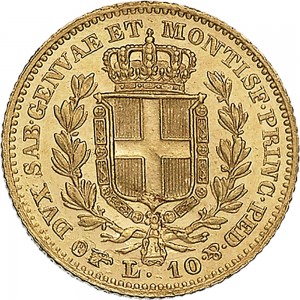 936R 10 lire 1839 Scudo sannitico Torino Oro