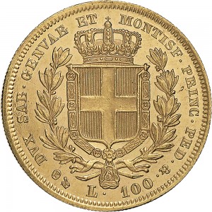 887R 100 lire 1832 Scudo sannitico Genova Oro